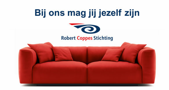 rode bank met tekst bij ons mag jij jezelf zijn